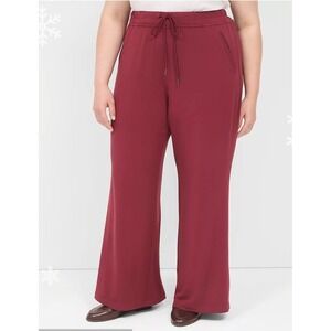 Lane Bryant Wide Leg Mid Rise Pull On‎ Pants Burgundy Size 22 24